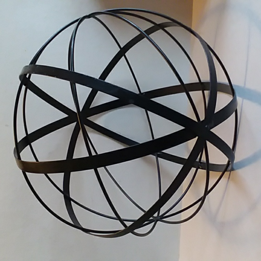 Large Black Metal Spiral Sphere